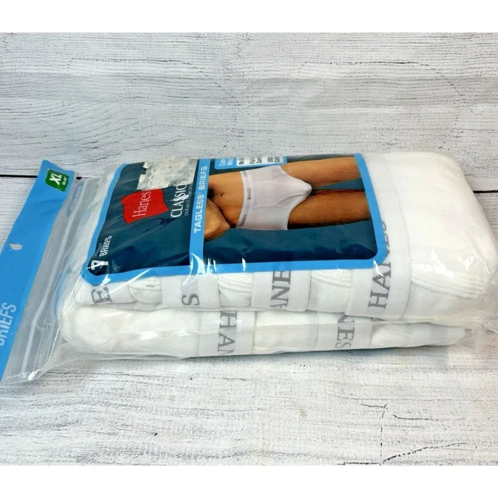 Hanes Mens 7 Tagless Briefs White Classics XL 40-42